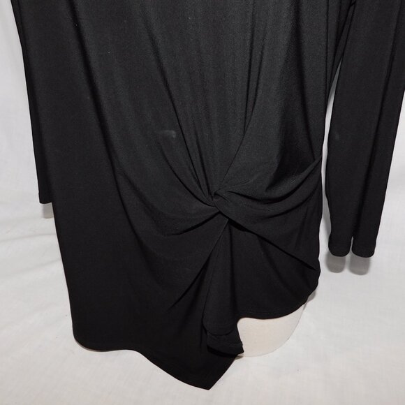 Joseph Ribkoff Knot Front Asymmetric Hem 3/4 Sleeve Top 193138 Black Womens 12 - Picture 5 of 8